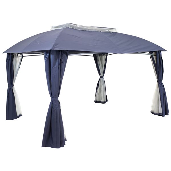 Sunnydaze Decor Blue Metal Square Screen Included Pop-up Gazebo Polyester Roof (exterior: 109-ft x 116.50-ft)