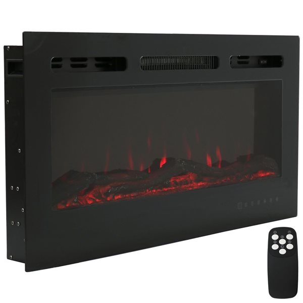 Sunnydaze Decor 36-in W Black Fan-forced Electric Fireplace