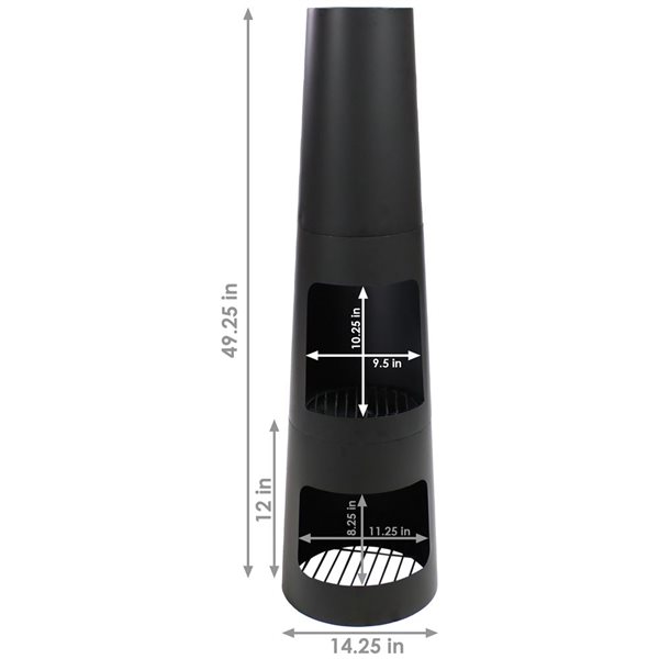 Sunnydaze Decor 49.25-in x 14.25-in x 14.25-in Black Steel Outdoor Cone Chimney Fireplace