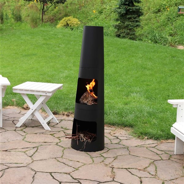 Sunnydaze Decor 49.25-in x 14.25-in x 14.25-in Black Steel Outdoor Cone Chimney Fireplace