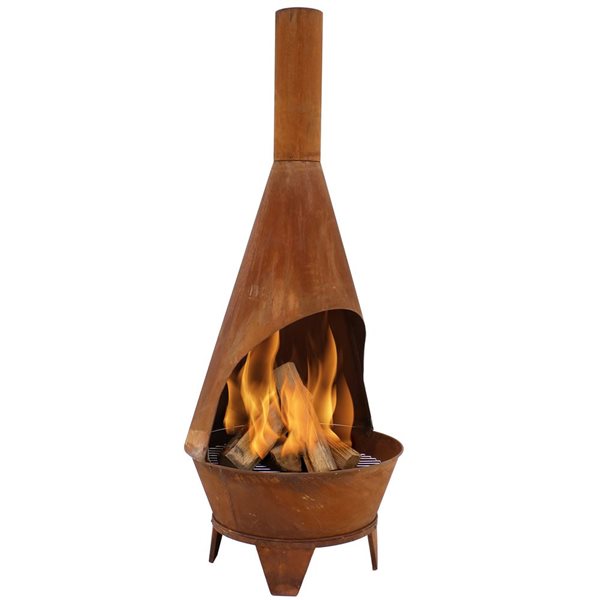 Sunnydaze Decor 75-in x 30-in x 30-in Bronze Steel Outdoor Cone Chimney Fireplace