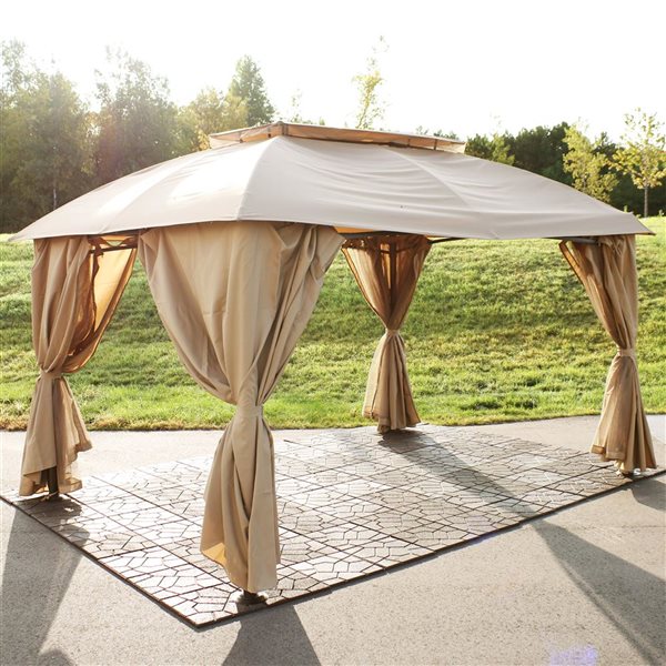 Sunnydaze Decor Brown Metal Square Screen Included Pop-up Gazebo Polyester Roof (exterior: 151-ft x 109-ft)