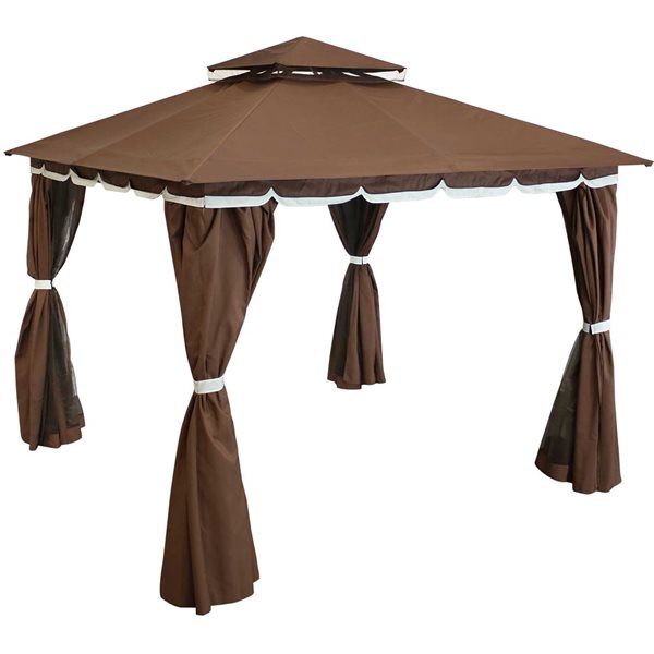 Sunnydaze Decor Brown Metal Square Screen Included Pop-up Gazebo With Polyester Roof (exterior: 110-ft x 110-ft)