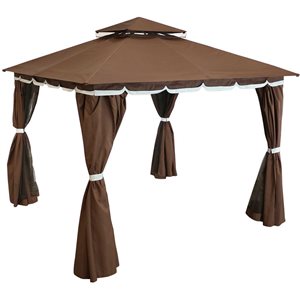 Sunnydaze Decor Brown Metal Square Screen Included Pop-up Gazebo With Polyester Roof (exterior: 110-ft x 110-ft)