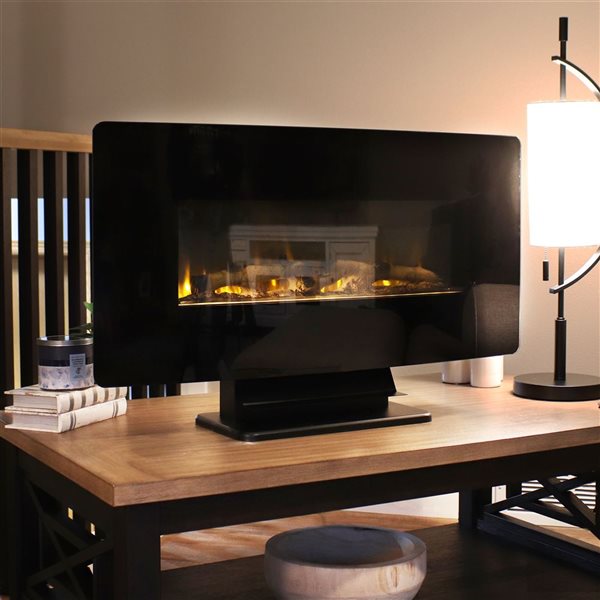 Sunnydaze Decor 42-in W Black Fan-forced Electric Fireplace