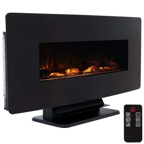 Sunnydaze Decor 42-in W Black Fan-forced Electric Fireplace