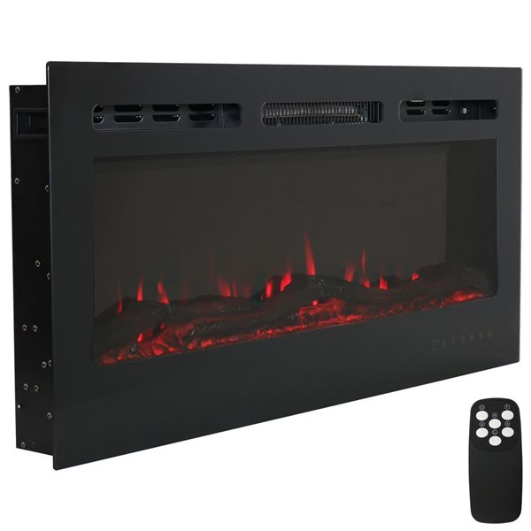 Sunnydaze Decor 40-in W Black Fan-forced Electric Fireplace