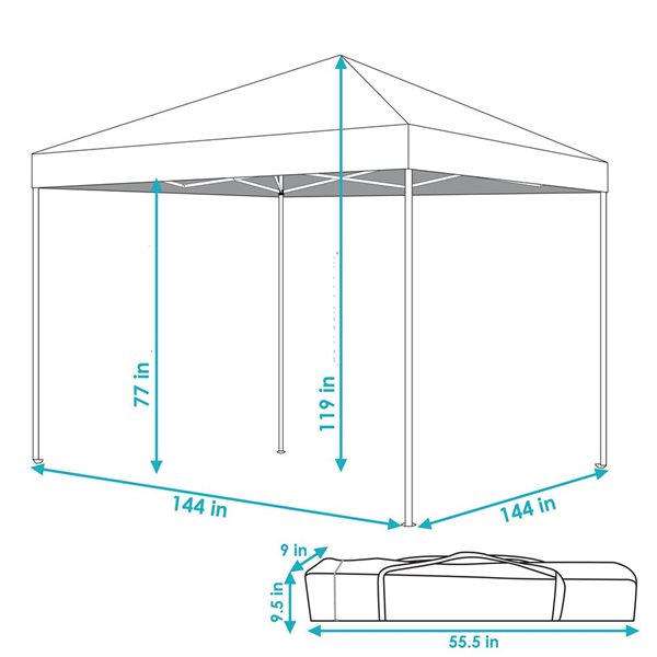 SUNNYDAZE DECOR Sunnydaze 12-ft x 12-ft Standard Pop Up Canopy with ...