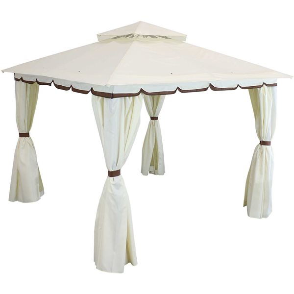 Sunnydaze Decor Cream Metal Square Screen Included Pop-up Gazebo With Polyester Roof (exterior: 110-ft x 110-ft)