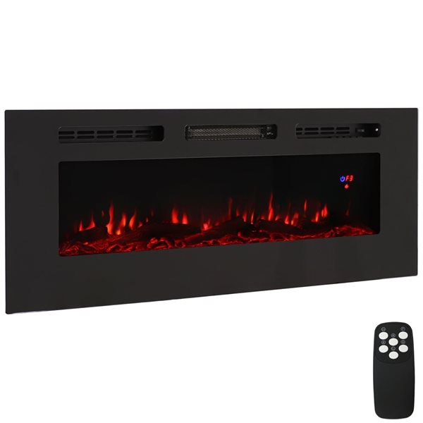 Sunnydaze Decor 50-in W Black Fan-forced Electric Fireplace