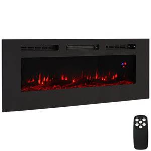 Sunnydaze Decor 50-in W Black Fan-forced Electric Fireplace