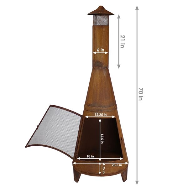 Sunnydaze Decor 70-in x 23.5-in x 23.5-in Dark Orange Steel Outdoor Cone Chimney Fireplace