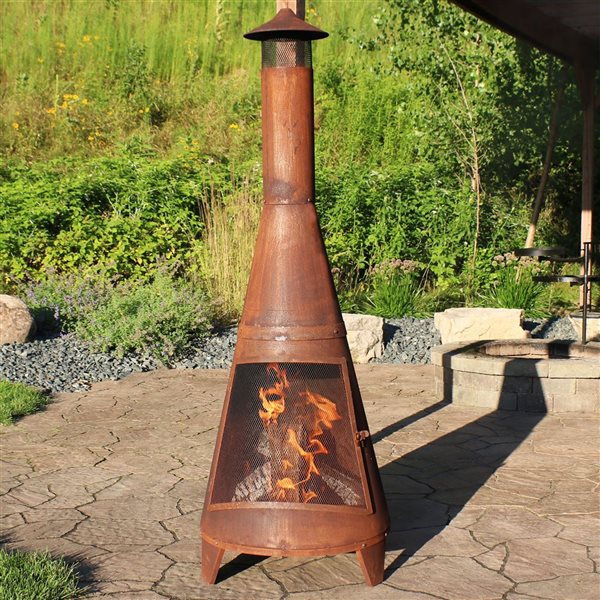 Sunnydaze Decor 70-in x 23.5-in x 23.5-in Dark Orange Steel Outdoor Cone Chimney Fireplace