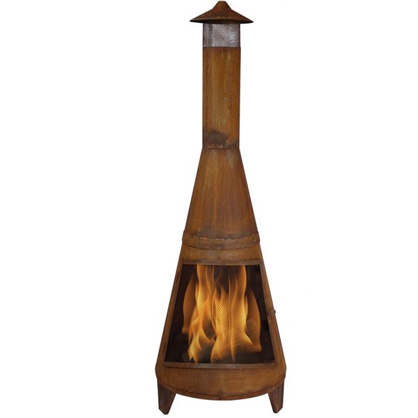 Sunnydaze Decor 70-in x 23.5-in x 23.5-in Dark Orange Steel Outdoor Cone Chimney Fireplace