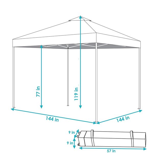 Sunnydaze 12-ft x 12-ft  Premium Pop-Up Canopy with Rolling Carry Bag - Red