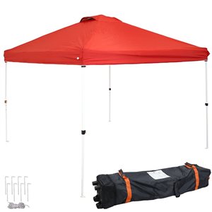 Sunnydaze 12-ft x 12-ft  Premium Pop-Up Canopy with Rolling Carry Bag - Red