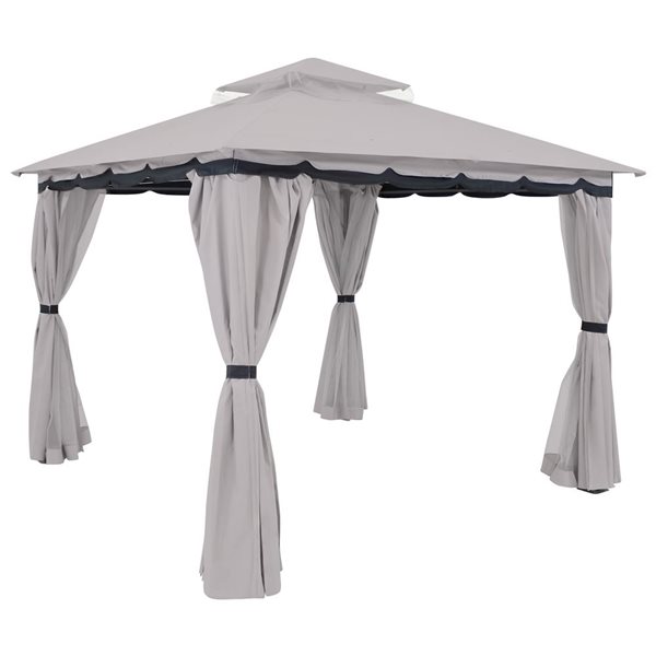 Sunnydaze Decor Gray Metal Square Screen Included Pop Up Gazebo With   332015583 MainImage 001 L 