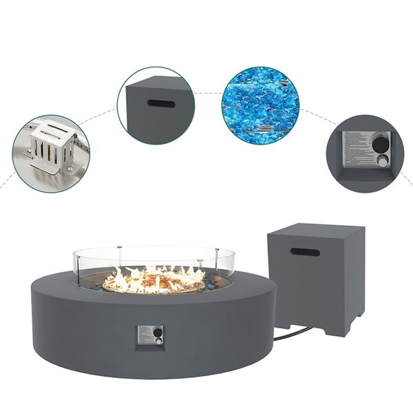 UPHA 40.9-in 50,000-BTU Dark Grey Concrete Liquid Propane Fire Table