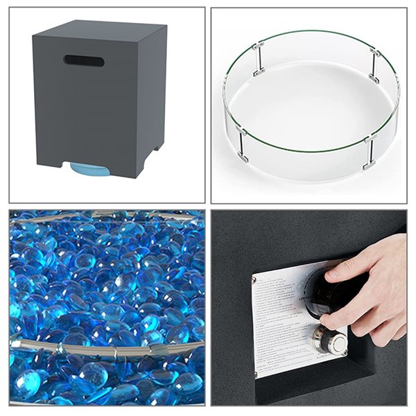 UPHA 40.9-in 50,000-BTU Dark Grey Concrete Liquid Propane Fire Table