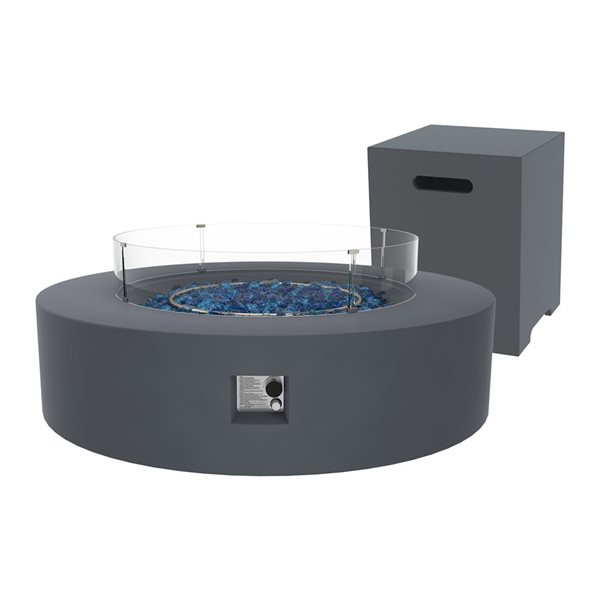 UPHA 40.9-in 50,000-BTU Dark Grey Concrete Liquid Propane Fire Table