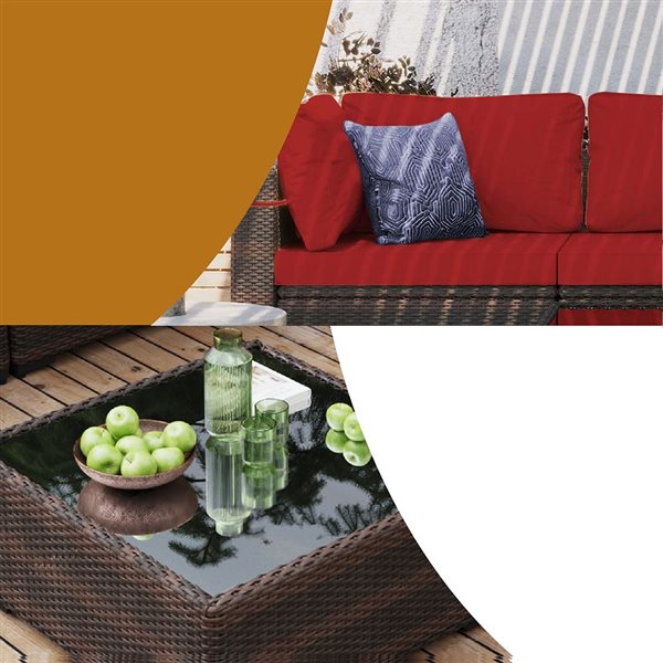 UPHA 5-Piece Patio Conversation Set with Red Cushions