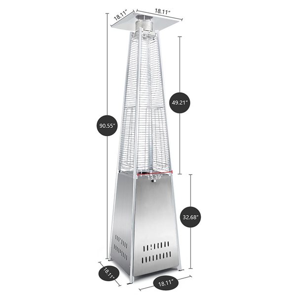 UPHA 42,000-BTU Silver Stainless Steel Floorstanding Liquid Propane Patio  Heater SBX-STEEL-ZX | RONA