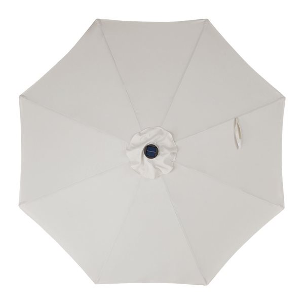 UPHA White Lighted 9-ft Crank and Tilt Octagon Patio Umbrella with Black Metal Frame