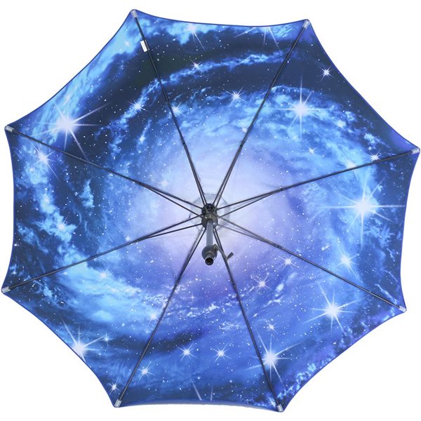 Sunnydaze Decor 9-ft Navy Blue Galaxy Design Market Patio Umbrella with Push-Button Tilt