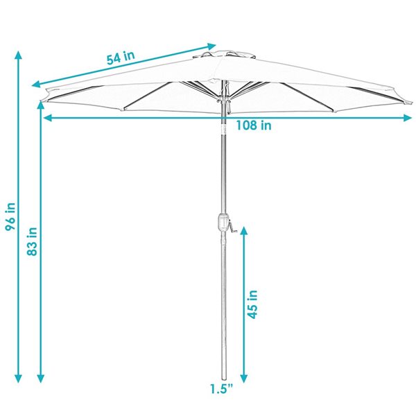 Sunnydaze Decor 9-ft Turquoise Market Patio Umbrella with Push-Button Tilt