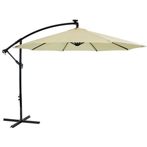 Sunnydaze Decor 9-ft Cream Offset Patio Umbrella with Solar LED Lights