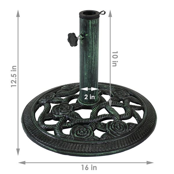 Sunnydaze Decor 16-in x 12.5-in Green Patio Umbrella Base