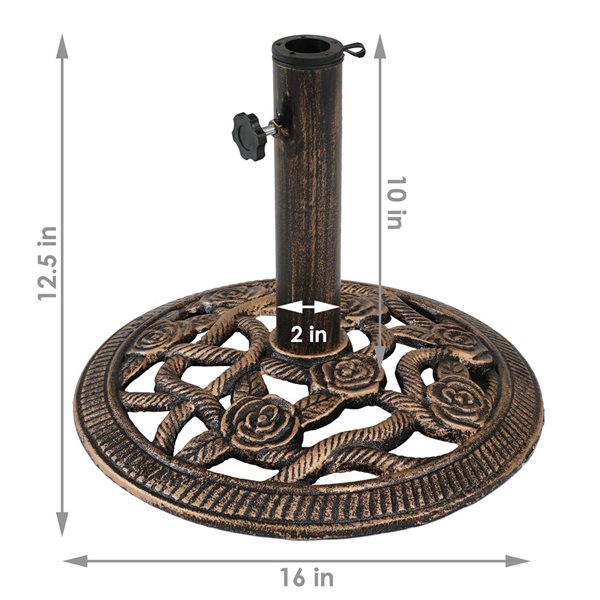 Sunnydaze Decor 16-in x 12.5-in Bronze Patio Umbrella Base