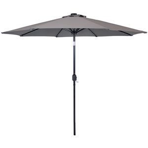 Sunnydaze Decor 9-ft Grey Market Patio Umbrella with Solar LED Lights