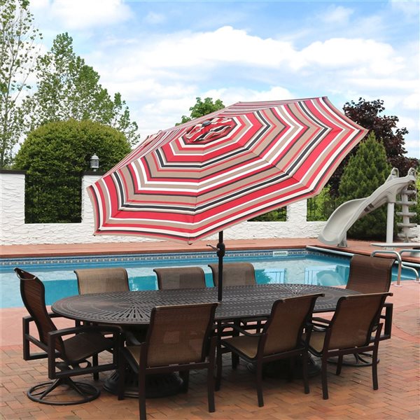 Sunnydaze Decor 9-ft Dark Red Market Patio Umbrella with Push-Button Tilt