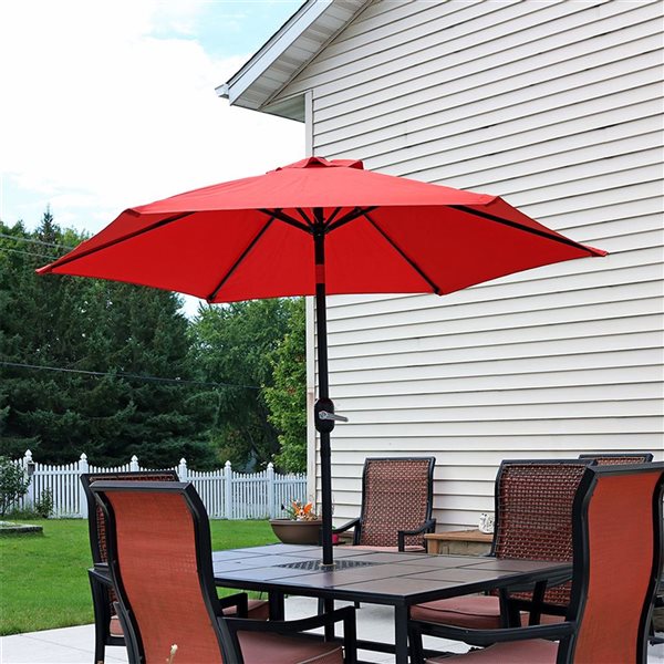 Sunnydaze Decor 7.5-ft Dark Orange Market Patio Umbrella with Push-Button Tilt