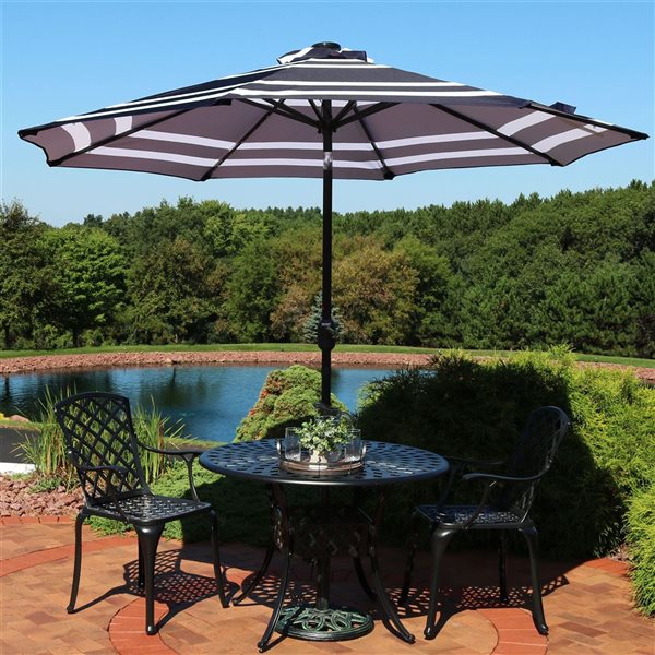 Sunnydaze Decor 9-ft Navy Blue Market Patio Umbrella with Push-Button Tilt