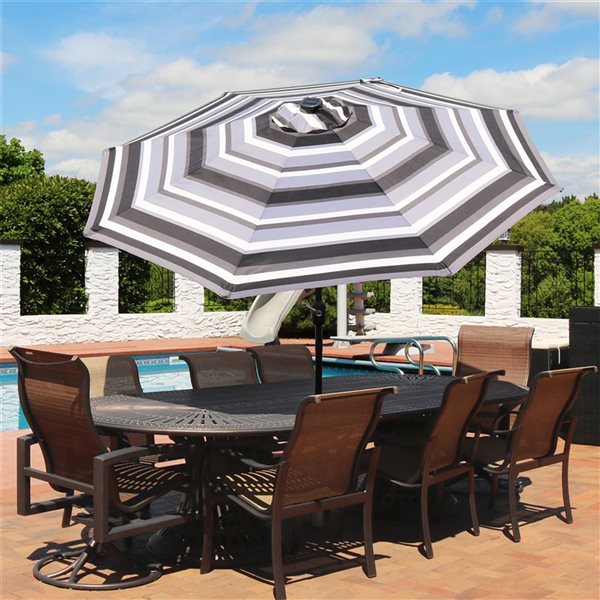 Sunnydaze Decor 9-ft Dark Grey Market Patio Umbrella with Push-Button Tilt