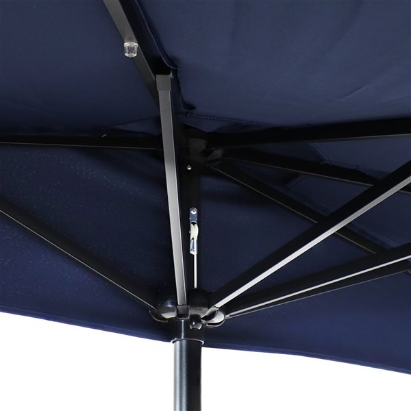 Sunnydaze Decor 9-ft Dark Blue Half-Round Patio Umbrella with Solar LED Lights