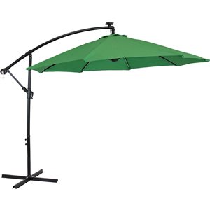 Sunnydaze Decor 10-ft Green Offset Patio Umbrella with Solar LED Lights