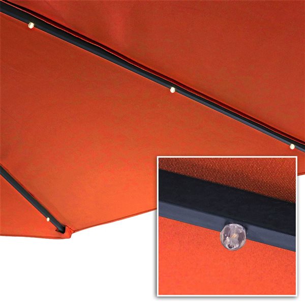 Sunnydaze Decor 10-ft Burnt Orange Offset Patio Umbrella with Solar LED Lights