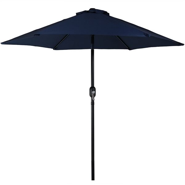 Sunnydaze Decor 7.5-ft Dark Blue Market Patio Umbrella with Push-Button Tilt