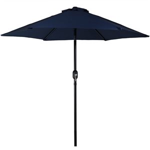 Sunnydaze Decor 7.5-ft Dark Blue Market Patio Umbrella with Push-Button Tilt