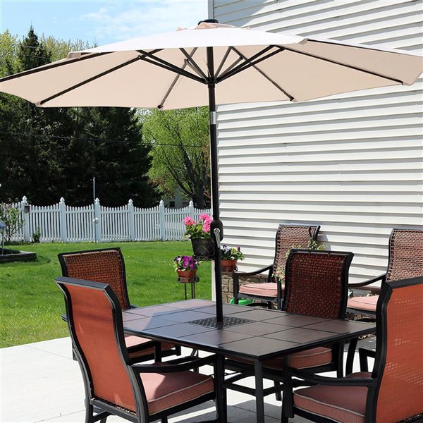 Sunnydaze Decor 9-ft Cream Beige Market Patio Umbrella with Push-Button Tilt