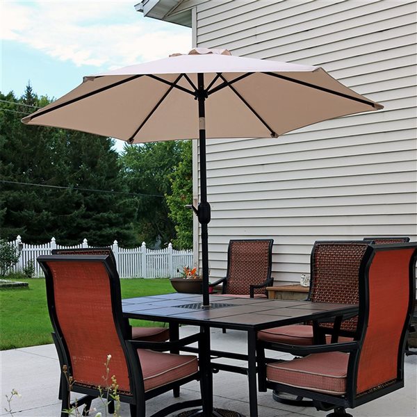 Sunnydaze Decor 7.5-ft Light Brown Market Patio Umbrella with Push-Button Tilt