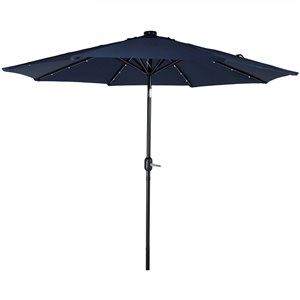 Sunnydaze Decor 9-ft Dark Blue Market Patio Umbrella with Push-Button Tilt