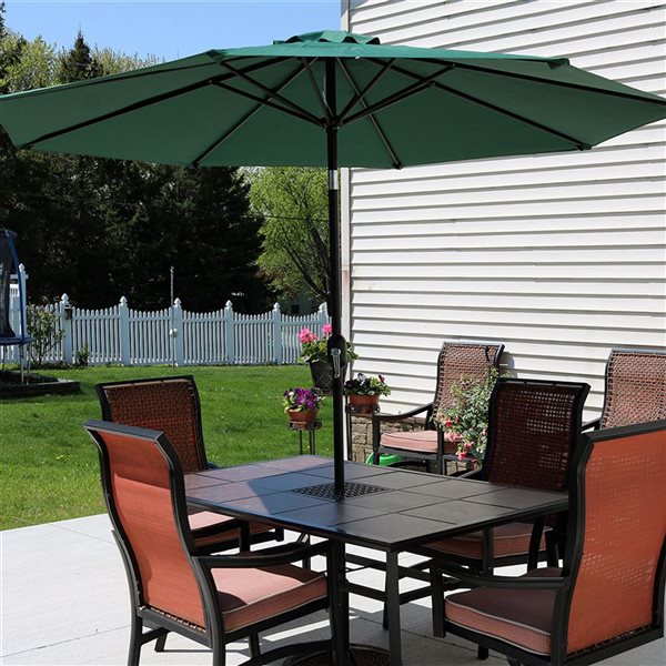 Sunnydaze Decor 9-ft Green Market Patio Umbrella with Push-Button Tilt