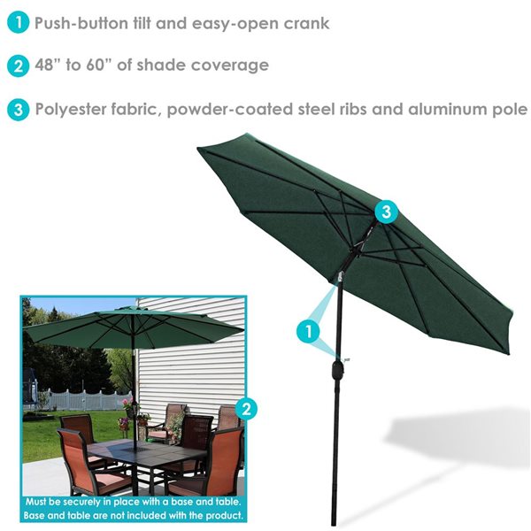 Sunnydaze Decor 9-ft Green Market Patio Umbrella with Push-Button Tilt