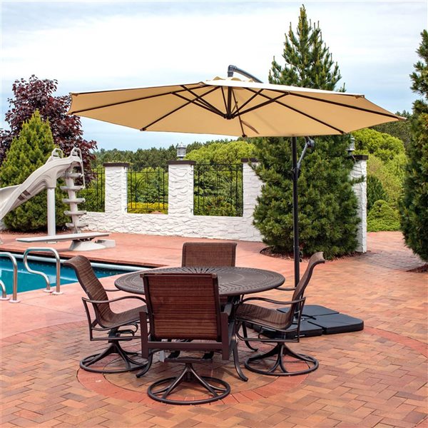 Sunnydaze Decor 10-ft Beige Offset Patio Umbrella