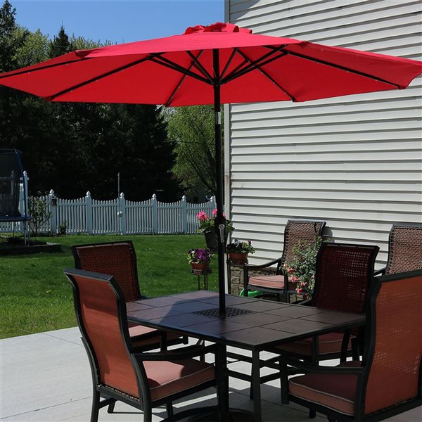 Sunnydaze Decor 9-ft Red Market Patio Umbrella with Push-Button Tilt