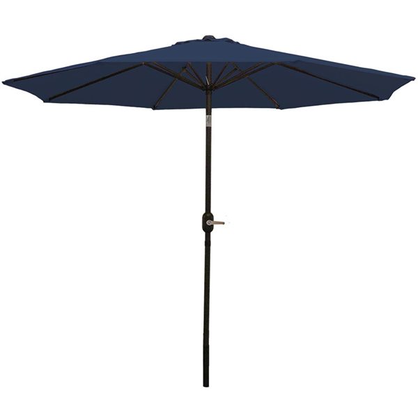 Sunnydaze Decor 9-ft Navy Blue Patio Umbrella with Push-Button Tilt